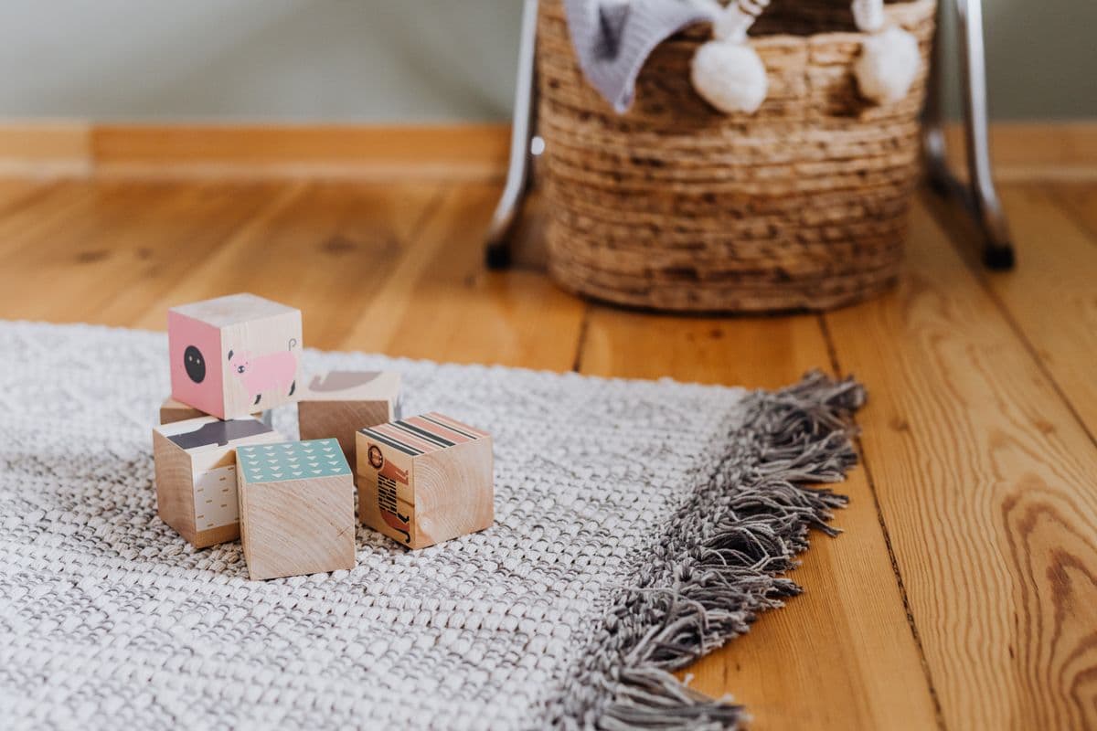 Wooden toy blocks in a child's nursery